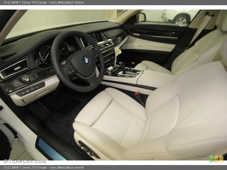 Ivory White/Black Interior Prime Interior for the 2013 BMW 7 Series 750i Sedan #74588733