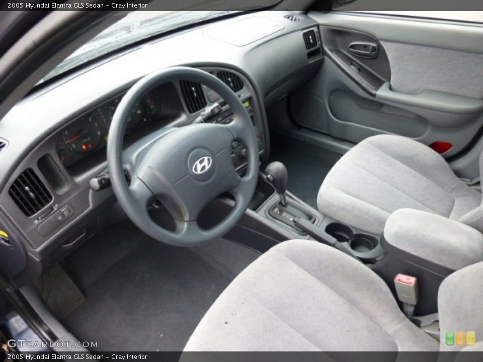 Gray Interior Prime Interior for the 2005 Hyundai Elantra GLS Sedan #74602892