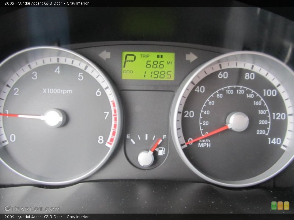 Gray Interior Gauges for the 2009 Hyundai Accent GS 3 Door #74639883