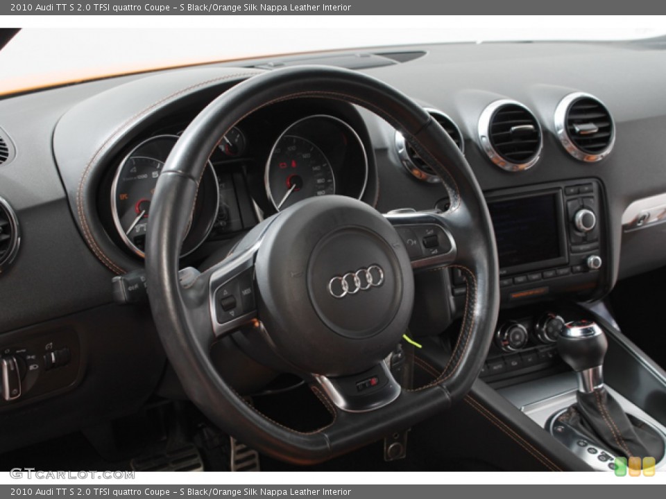 S Black/Orange Silk Nappa Leather Interior Steering Wheel for the 2010 Audi TT S 2.0 TFSI quattro Coupe #74719486
