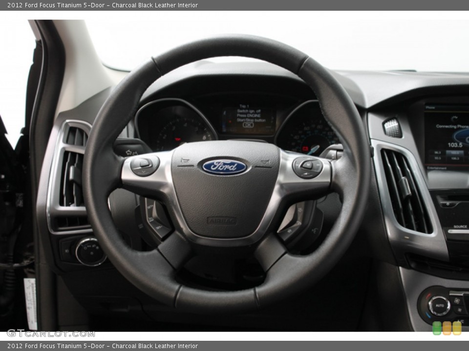 Charcoal Black Leather Interior Steering Wheel for the 2012 Ford Focus Titanium 5-Door #74720147