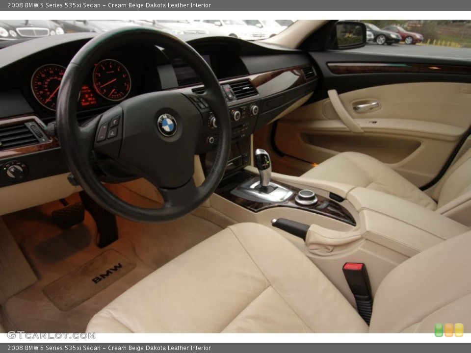 Cream Beige Dakota Leather Interior Prime Interior for the 2008 BMW 5 Series 535xi Sedan #74744752