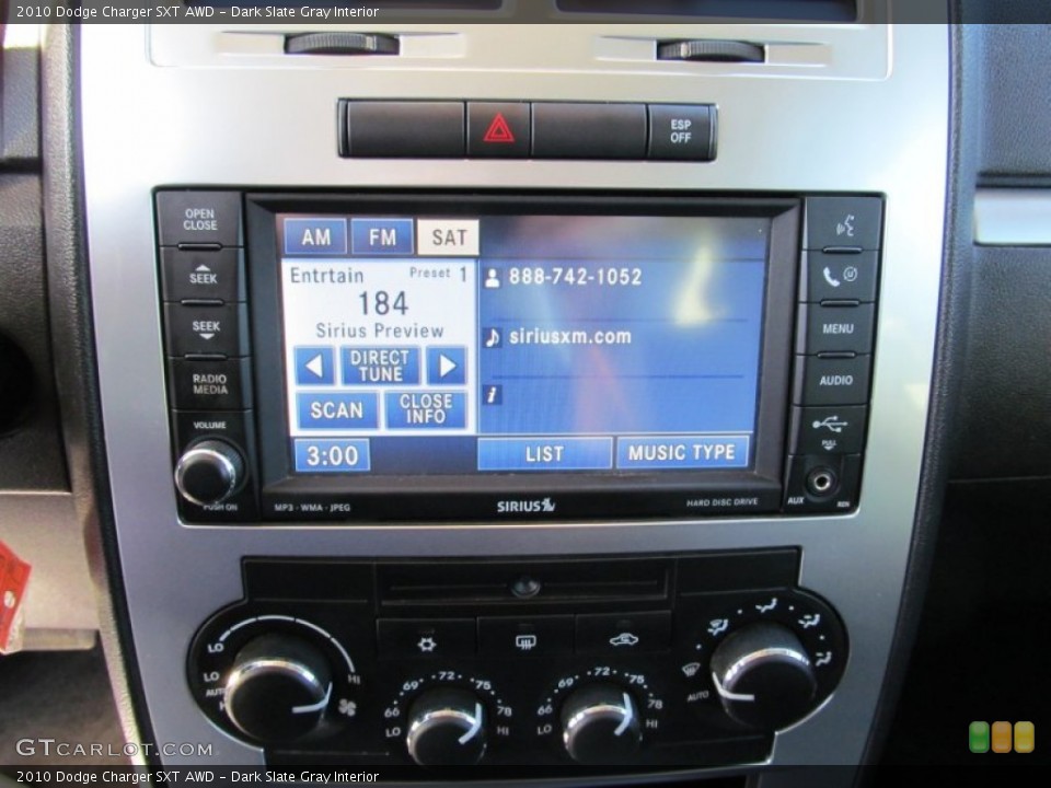 Dark Slate Gray Interior Controls for the 2010 Dodge Charger SXT AWD #74754467