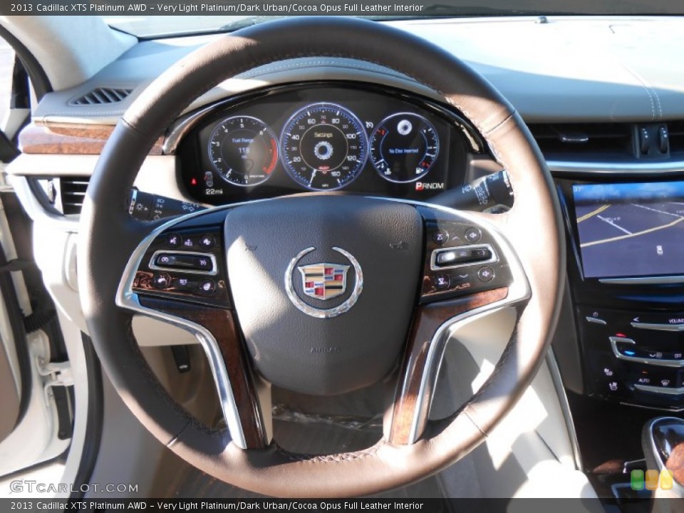 Very Light Platinum/Dark Urban/Cocoa Opus Full Leather Interior Steering Wheel for the 2013 Cadillac XTS Platinum AWD #74760122