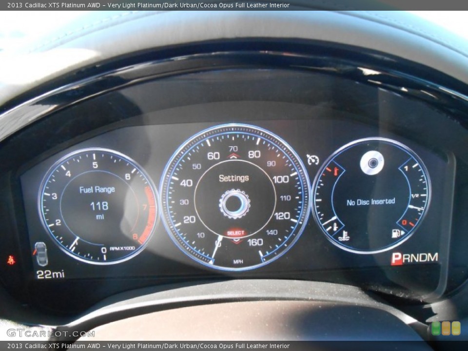 Very Light Platinum/Dark Urban/Cocoa Opus Full Leather Interior Gauges for the 2013 Cadillac XTS Platinum AWD #74760147
