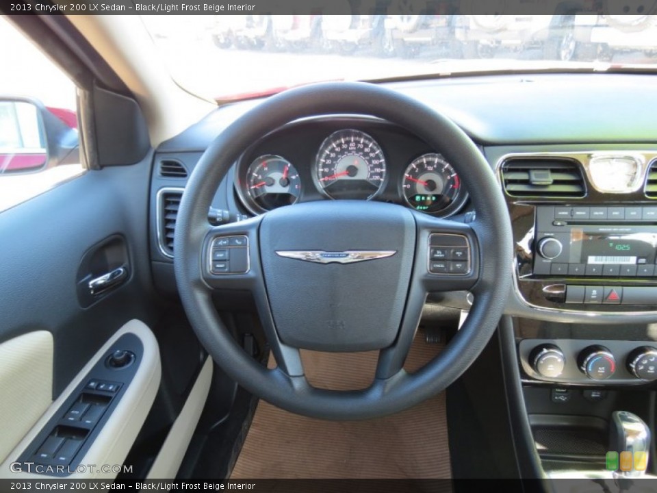Black/Light Frost Beige Interior Steering Wheel for the 2013 Chrysler 200 LX Sedan #74775814