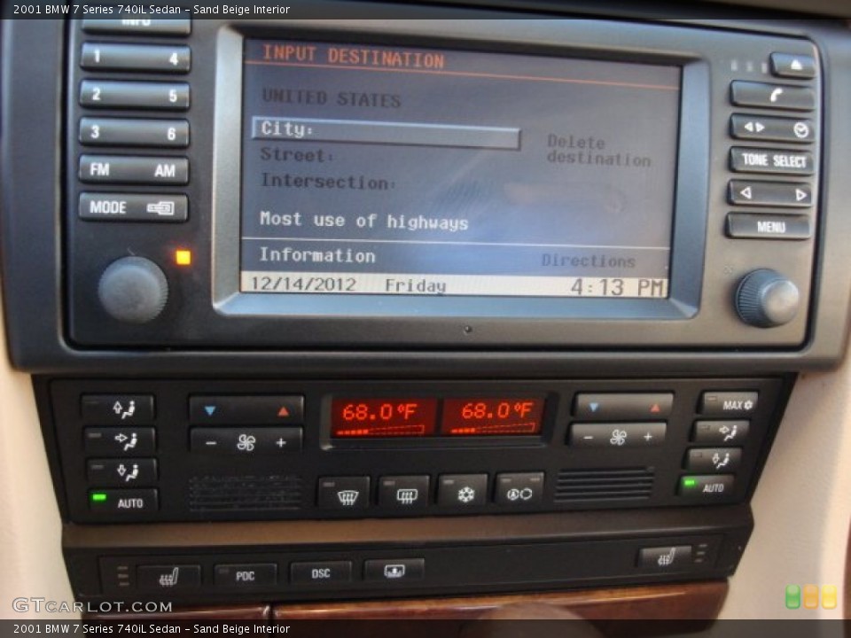 Sand Beige Interior Controls for the 2001 BMW 7 Series 740iL Sedan #74789100