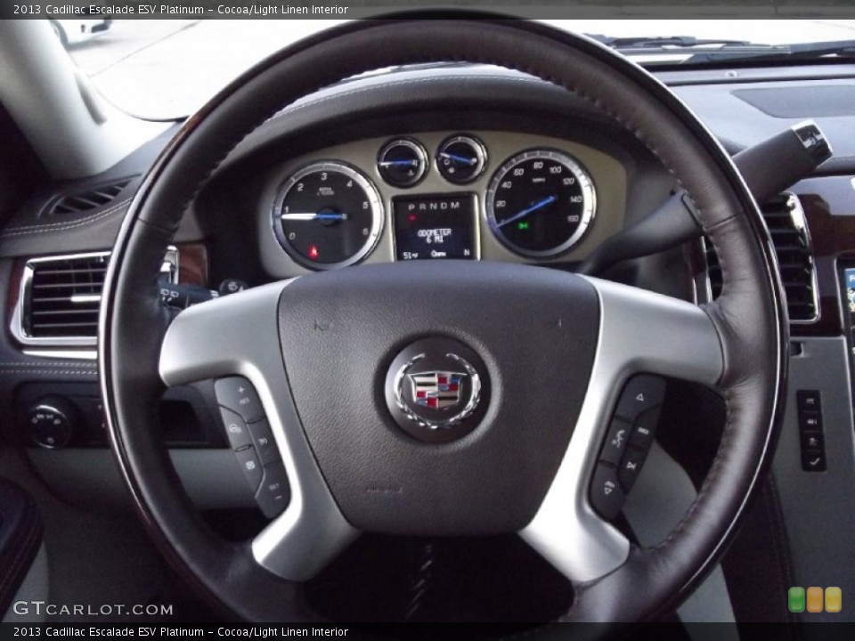 Cocoa/Light Linen Interior Steering Wheel for the 2013 Cadillac Escalade ESV Platinum #74798105