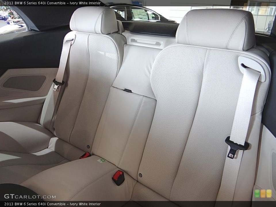 Ivory White Interior Rear Seat for the 2013 BMW 6 Series 640i Convertible #74813579