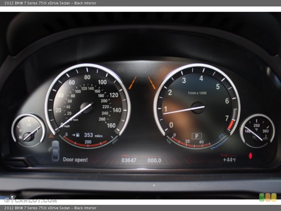 Black Interior Gauges for the 2012 BMW 7 Series 750i xDrive Sedan #74841538