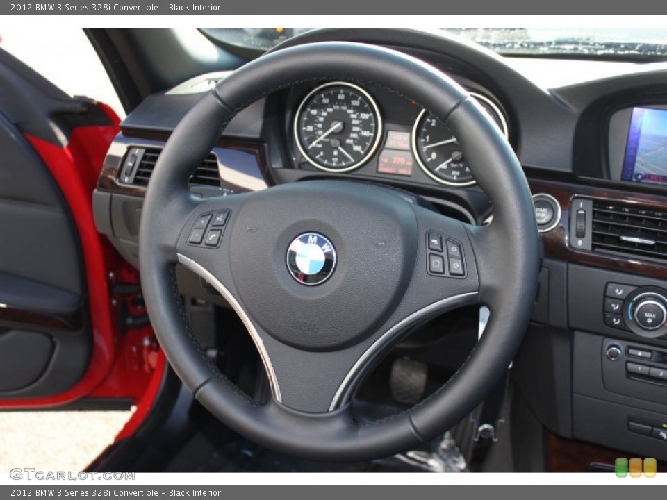 Black Interior Steering Wheel for the 2012 BMW 3 Series 328i Convertible #74842523