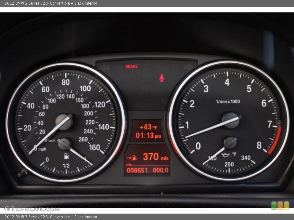 Black Interior Gauges for the 2012 BMW 3 Series 328i Convertible #74842567