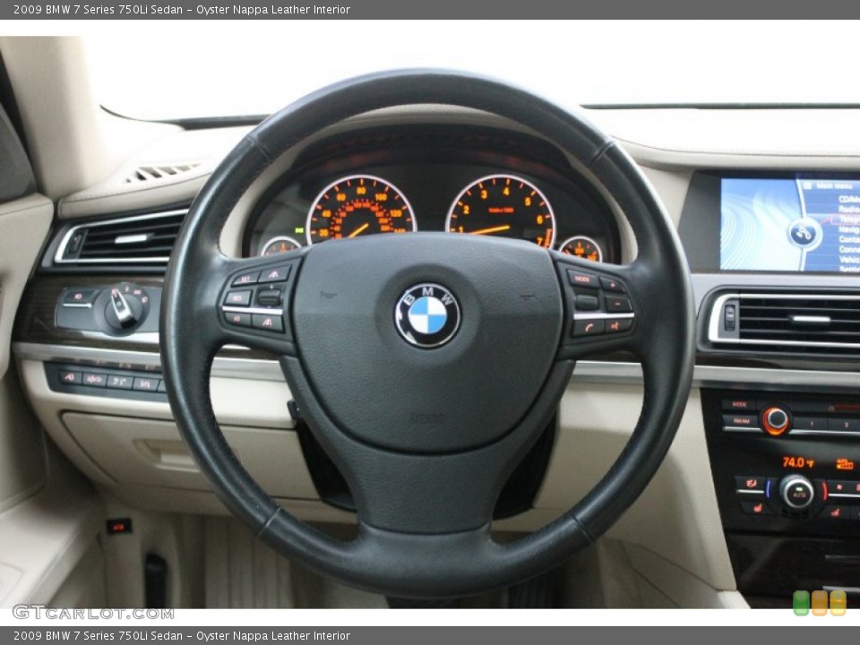 Oyster Nappa Leather Interior Steering Wheel for the 2009 BMW 7 Series 750Li Sedan #74891246