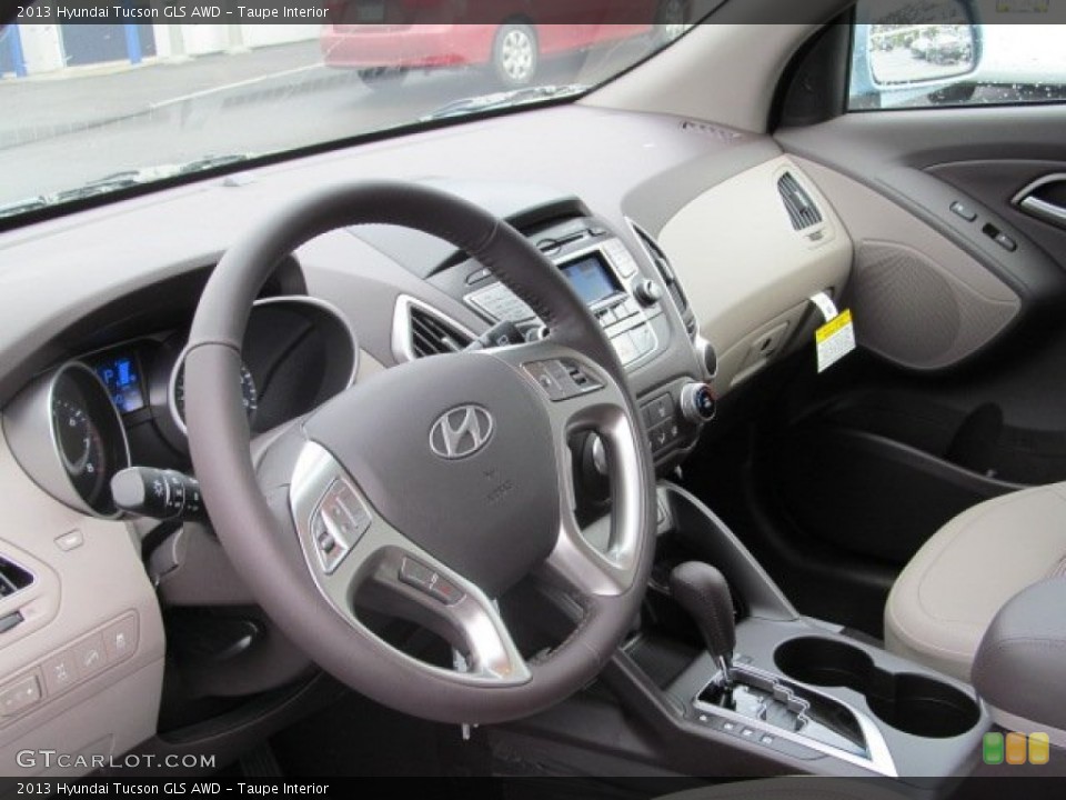 Taupe Interior Dashboard for the 2013 Hyundai Tucson GLS AWD #74899851