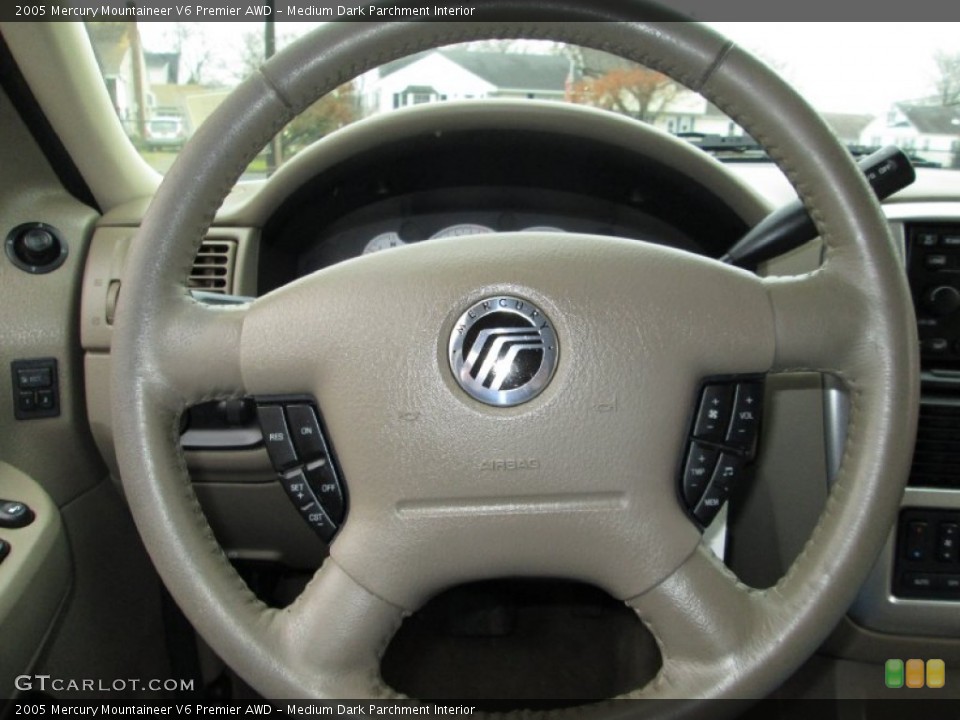 Medium Dark Parchment Interior Steering Wheel for the 2005 Mercury Mountaineer V6 Premier AWD #74923281