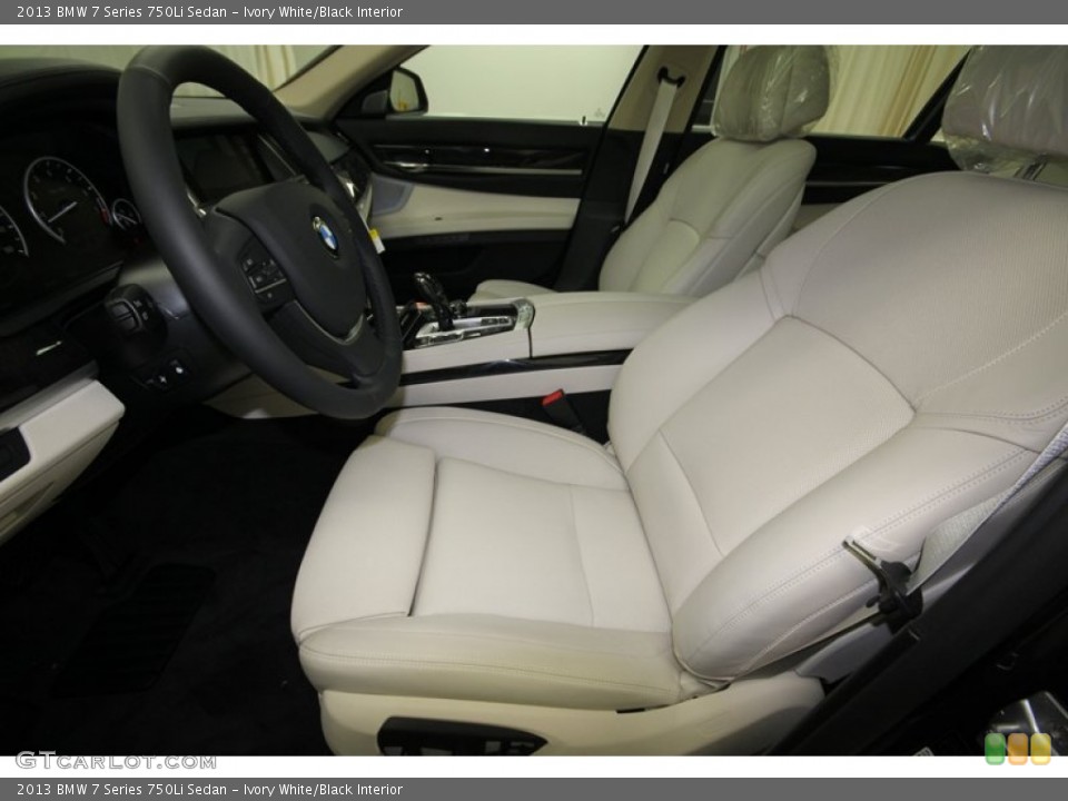 Ivory White/Black Interior Front Seat for the 2013 BMW 7 Series 750Li Sedan #74925715