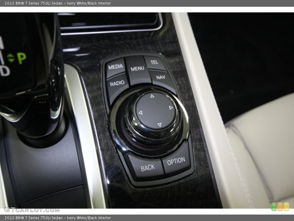 Ivory White/Black Interior Controls for the 2013 BMW 7 Series 750Li Sedan #74926086