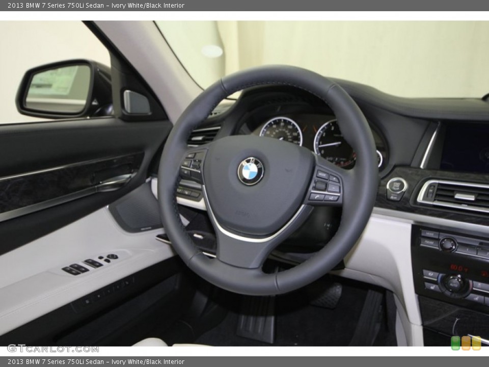 Ivory White/Black Interior Steering Wheel for the 2013 BMW 7 Series 750Li Sedan #74926264