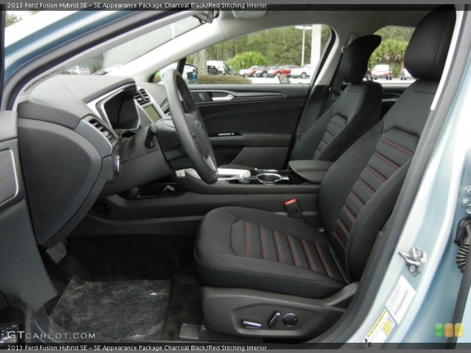 SE Appearance Package Charcoal Black/Red Stitching Interior Photo for the 2013 Ford Fusion Hybrid SE #74933062