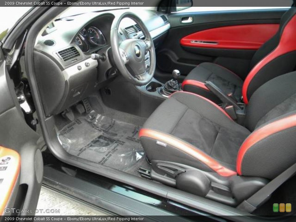 Ebony/Ebony UltraLux/Red Pipping 2009 Chevrolet Cobalt Interiors