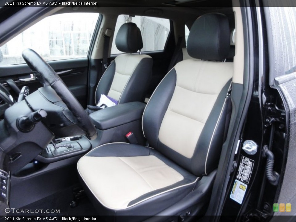 Black/Beige Interior Front Seat for the 2011 Kia Sorento EX V6 AWD #74943406