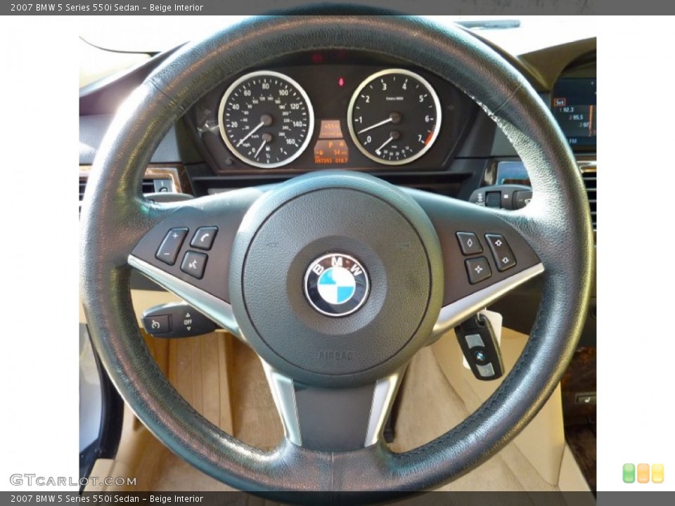 Beige Interior Steering Wheel for the 2007 BMW 5 Series 550i Sedan #74952275