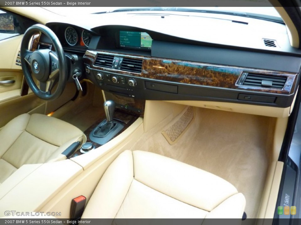 Beige Interior Dashboard for the 2007 BMW 5 Series 550i Sedan #74952442