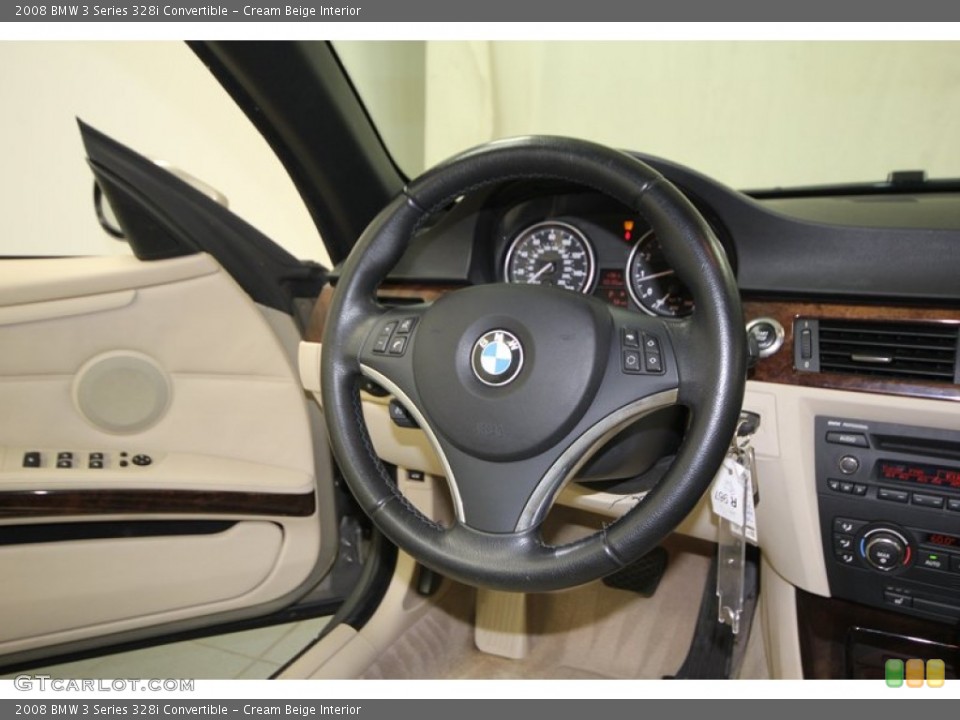 Cream Beige Interior Steering Wheel for the 2008 BMW 3 Series 328i Convertible #74967799