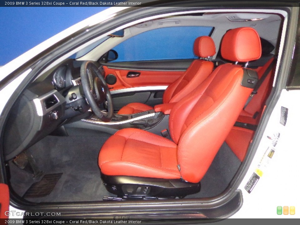 Coral Red/Black Dakota Leather Interior Front Seat for the 2009 BMW 3 Series 328xi Coupe #74992783