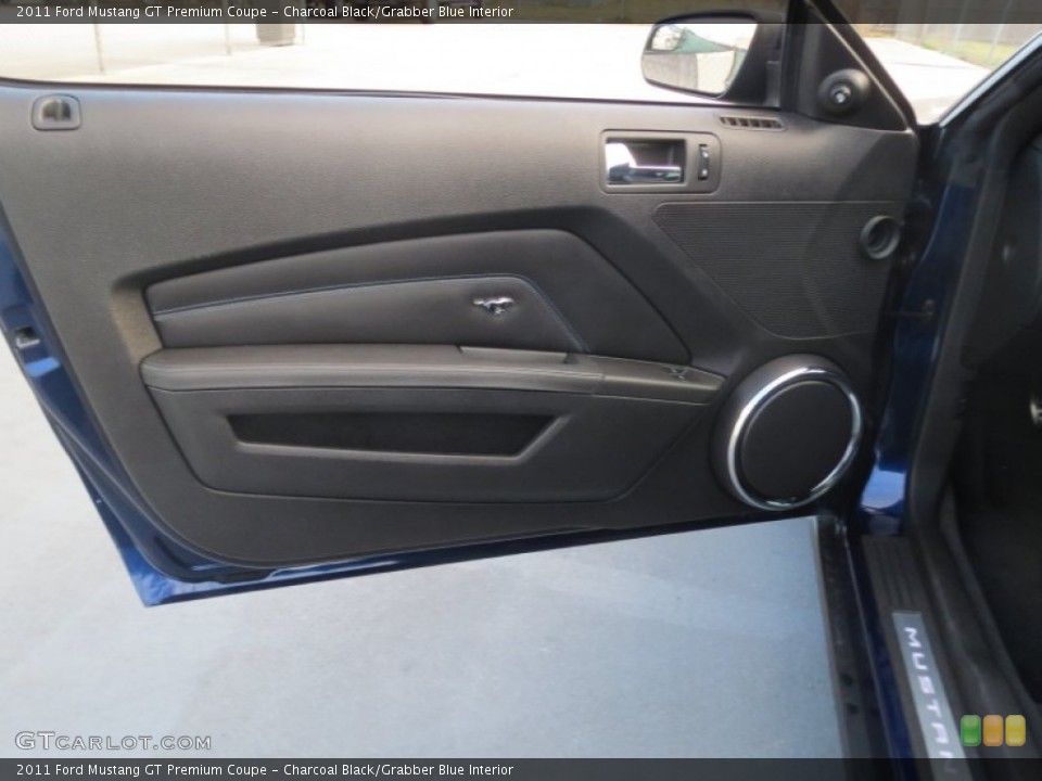Charcoal Black/Grabber Blue Interior Door Panel for the 2011 Ford Mustang GT Premium Coupe #75047633