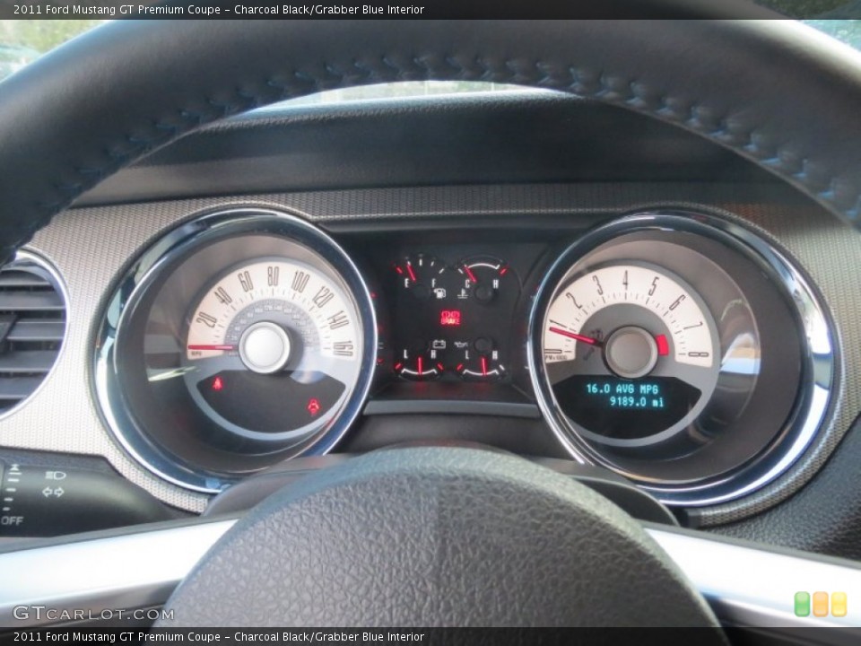 Charcoal Black/Grabber Blue Interior Gauges for the 2011 Ford Mustang GT Premium Coupe #75047830