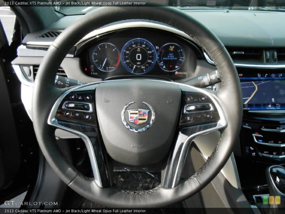 Jet Black/Light Wheat Opus Full Leather Interior Steering Wheel for the 2013 Cadillac XTS Platinum AWD #75053656