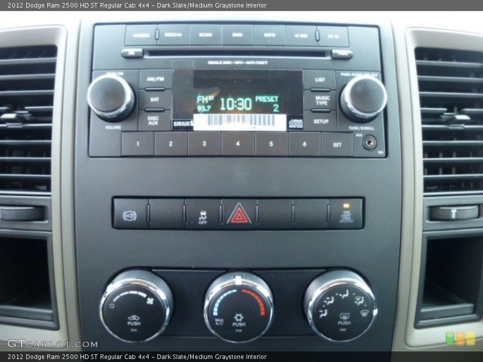 Dark Slate/Medium Graystone Interior Controls for the 2012 Dodge Ram 2500 HD ST Regular Cab 4x4 #75067369