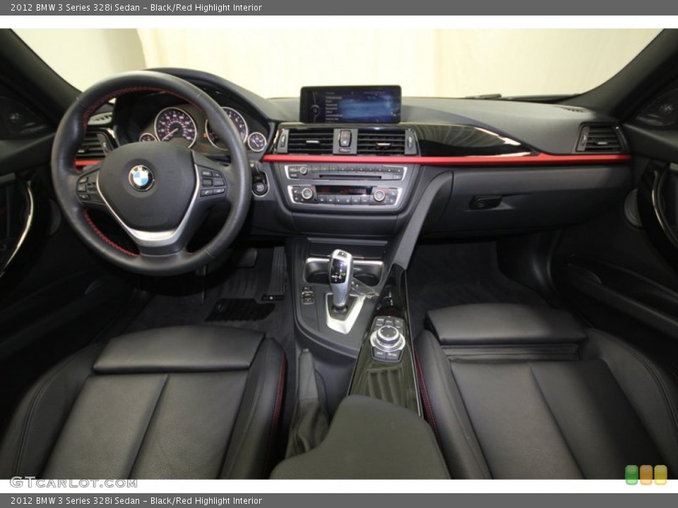 Black/Red Highlight Interior Dashboard for the 2012 BMW 3 Series 328i Sedan #75073010