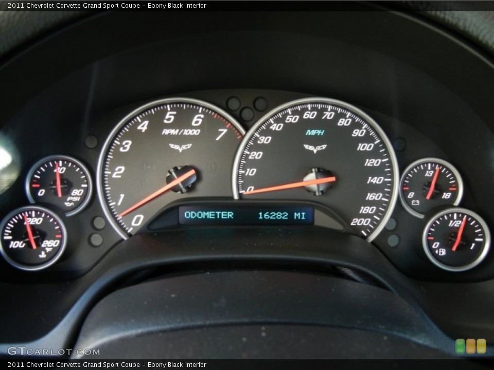 Ebony Black Interior Gauges for the 2011 Chevrolet Corvette Grand Sport Coupe #75107450