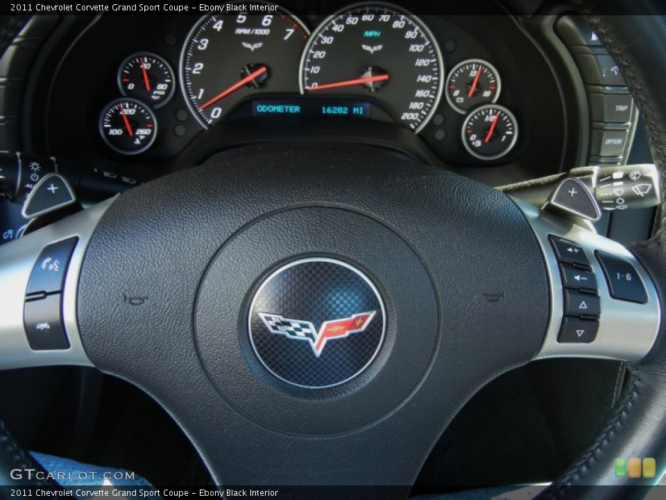 Ebony Black Interior Steering Wheel for the 2011 Chevrolet Corvette Grand Sport Coupe #75107536