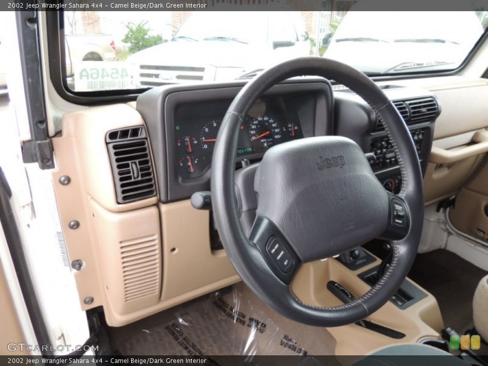 Camel Beige/Dark Green Interior Steering Wheel for the 2002 Jeep Wrangler Sahara 4x4 #75159343