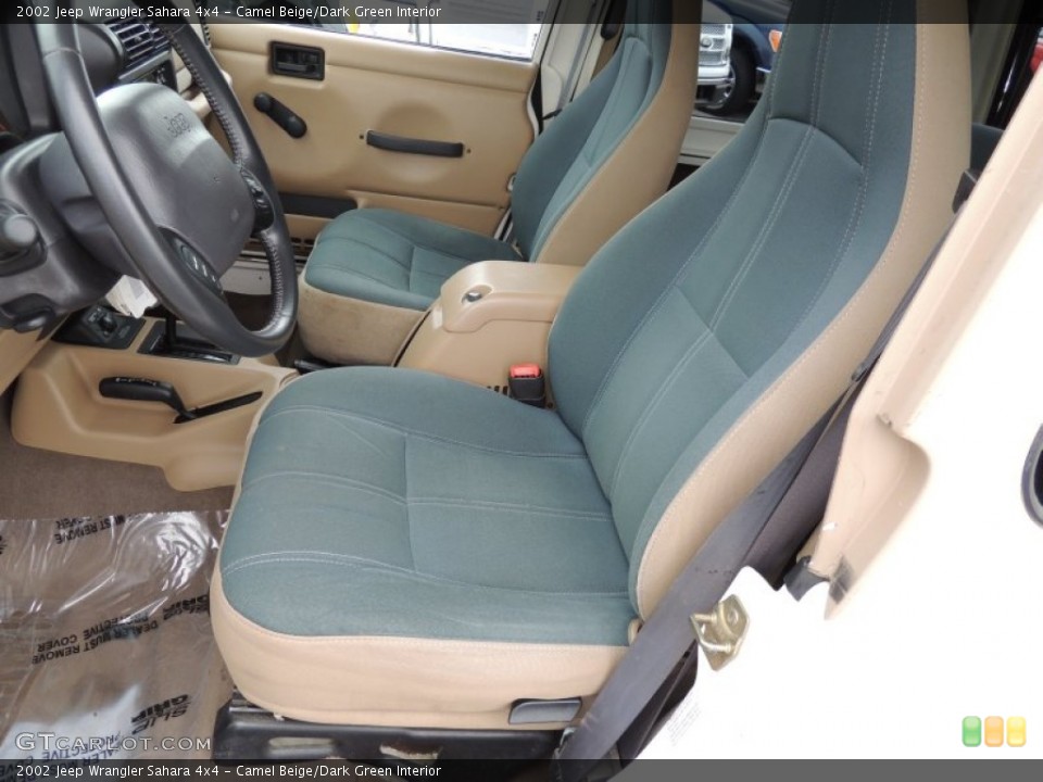 Camel Beige/Dark Green Interior Front Seat for the 2002 Jeep Wrangler Sahara 4x4 #75159367