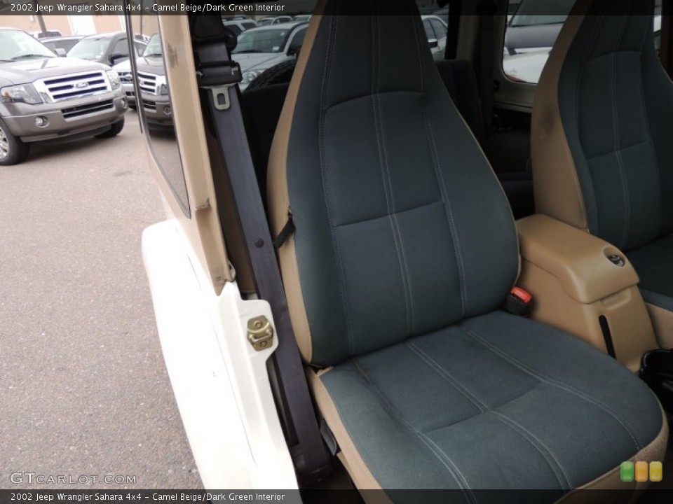 Camel Beige/Dark Green Interior Front Seat for the 2002 Jeep Wrangler Sahara 4x4 #75159404
