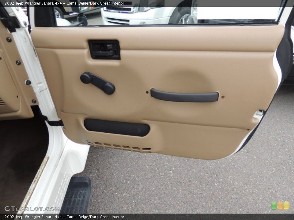 Camel Beige/Dark Green Interior Door Panel for the 2002 Jeep Wrangler Sahara 4x4 #75159418