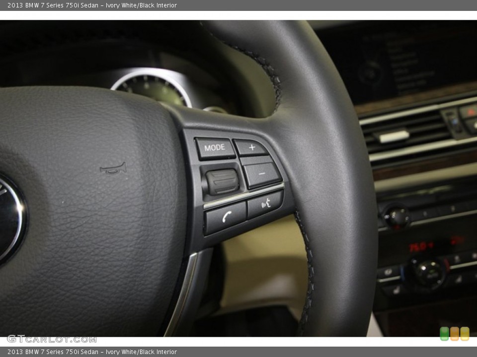 Ivory White/Black Interior Controls for the 2013 BMW 7 Series 750i Sedan #75172741