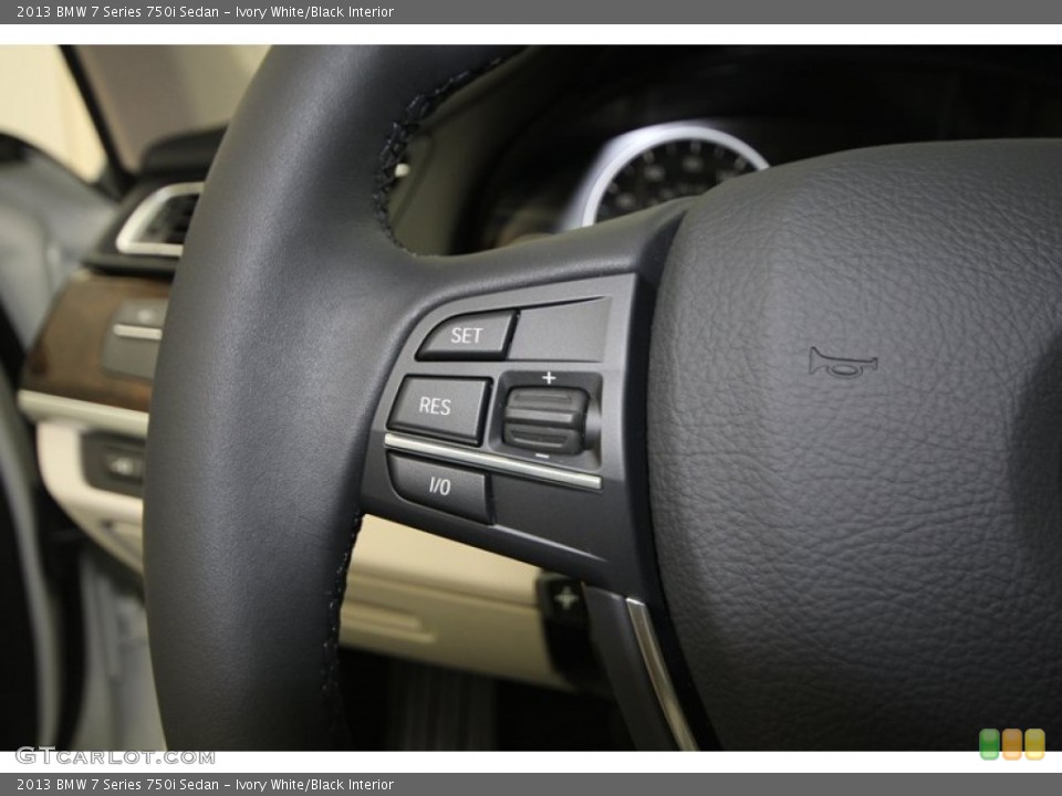 Ivory White/Black Interior Controls for the 2013 BMW 7 Series 750i Sedan #75172756