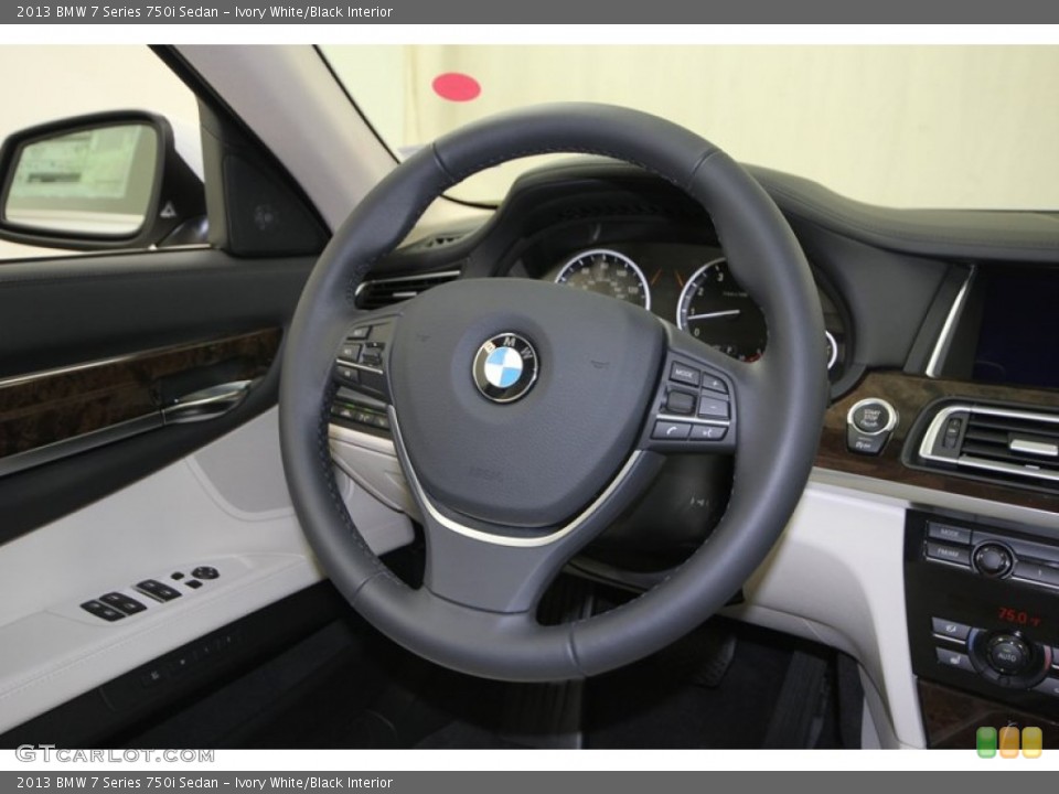 Ivory White/Black Interior Steering Wheel for the 2013 BMW 7 Series 750i Sedan #75172839