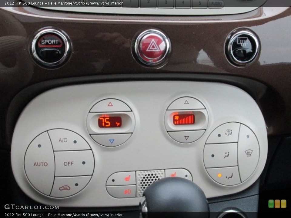 Pelle Marrone/Avorio (Brown/Ivory) Interior Controls for the 2012 Fiat 500 Lounge #75203316
