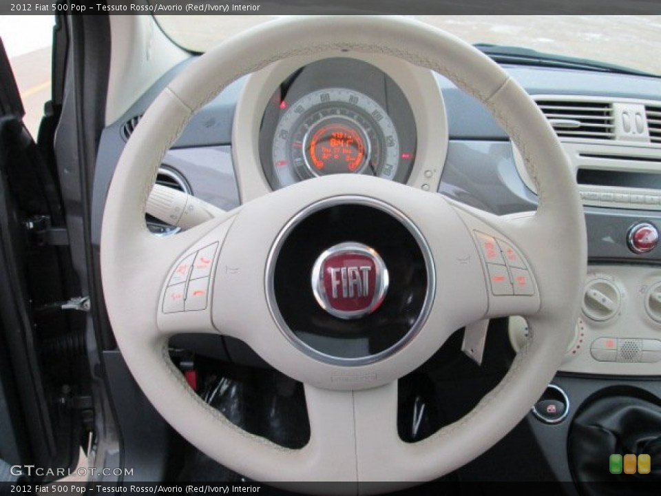 Tessuto Rosso/Avorio (Red/Ivory) Interior Steering Wheel for the 2012 Fiat 500 Pop #75231565
