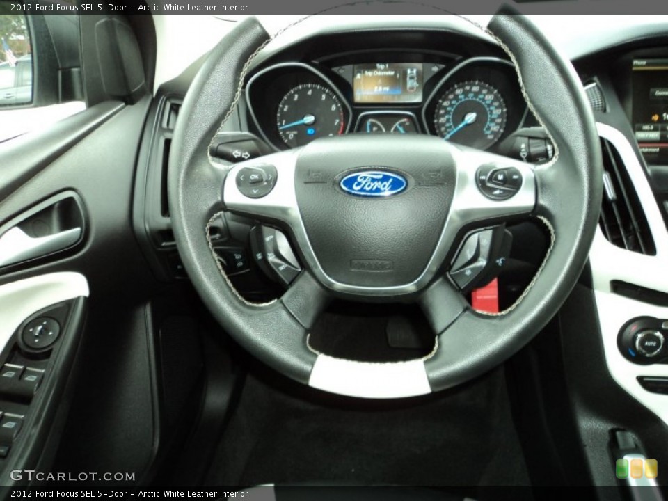 Arctic White Leather Interior Steering Wheel for the 2012 Ford Focus SEL 5-Door #75236982