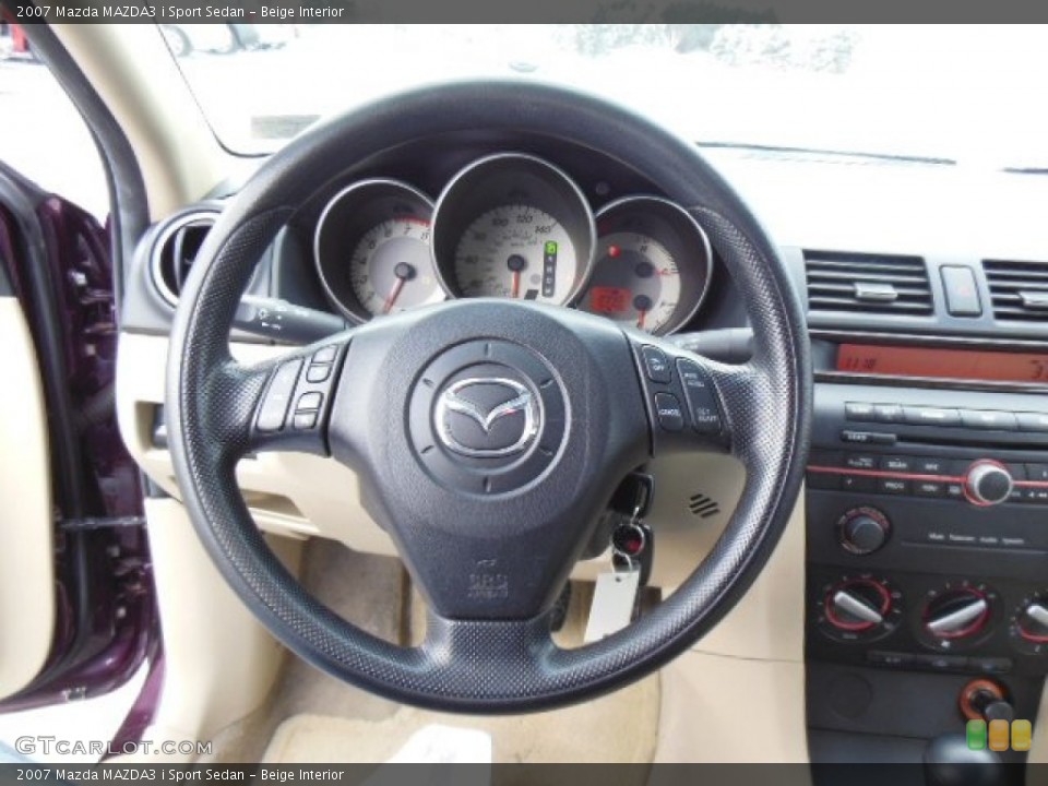 Beige Interior Steering Wheel for the 2007 Mazda MAZDA3 i Sport Sedan #75240746