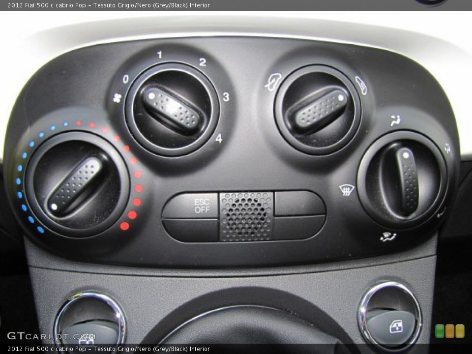 Tessuto Grigio/Nero (Grey/Black) Interior Controls for the 2012 Fiat 500 c cabrio Pop #75311622