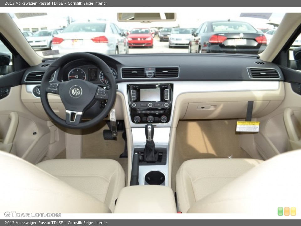 Cornsilk Beige Interior Dashboard for the 2013 Volkswagen Passat TDI SE #75323353
