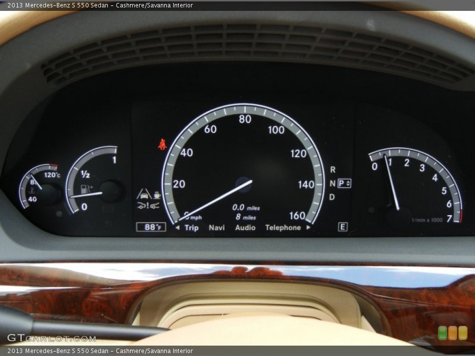 Cashmere/Savanna Interior Gauges for the 2013 Mercedes-Benz S 550 Sedan #75337377
